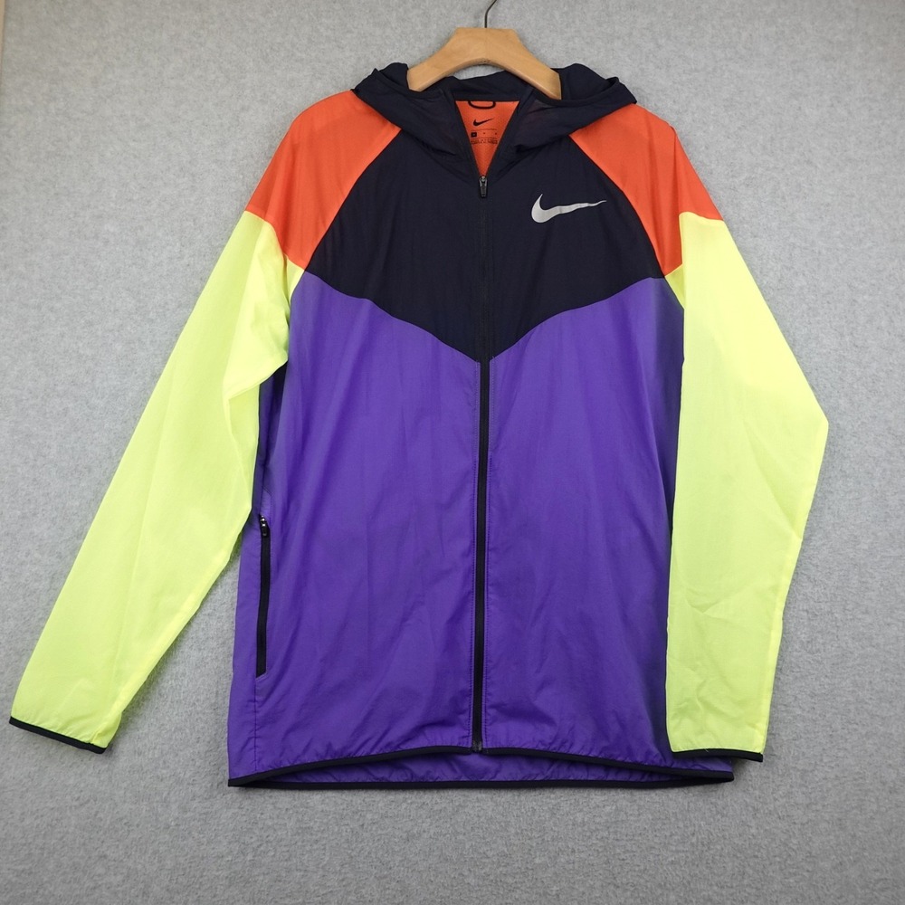 Nike Windrunner Jacket Mens Medium Color Block Hooded AR0257-518 Running Retro